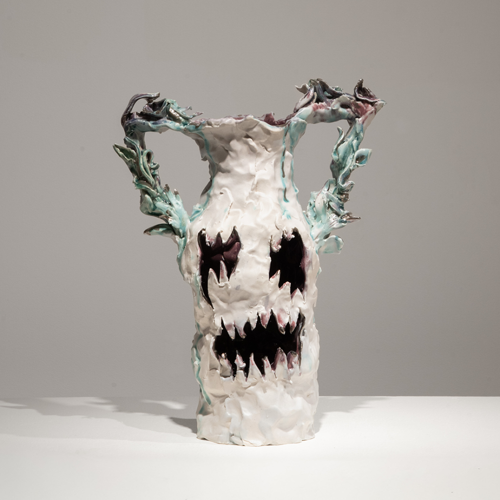 Scary Vase in White, Purple and Blue