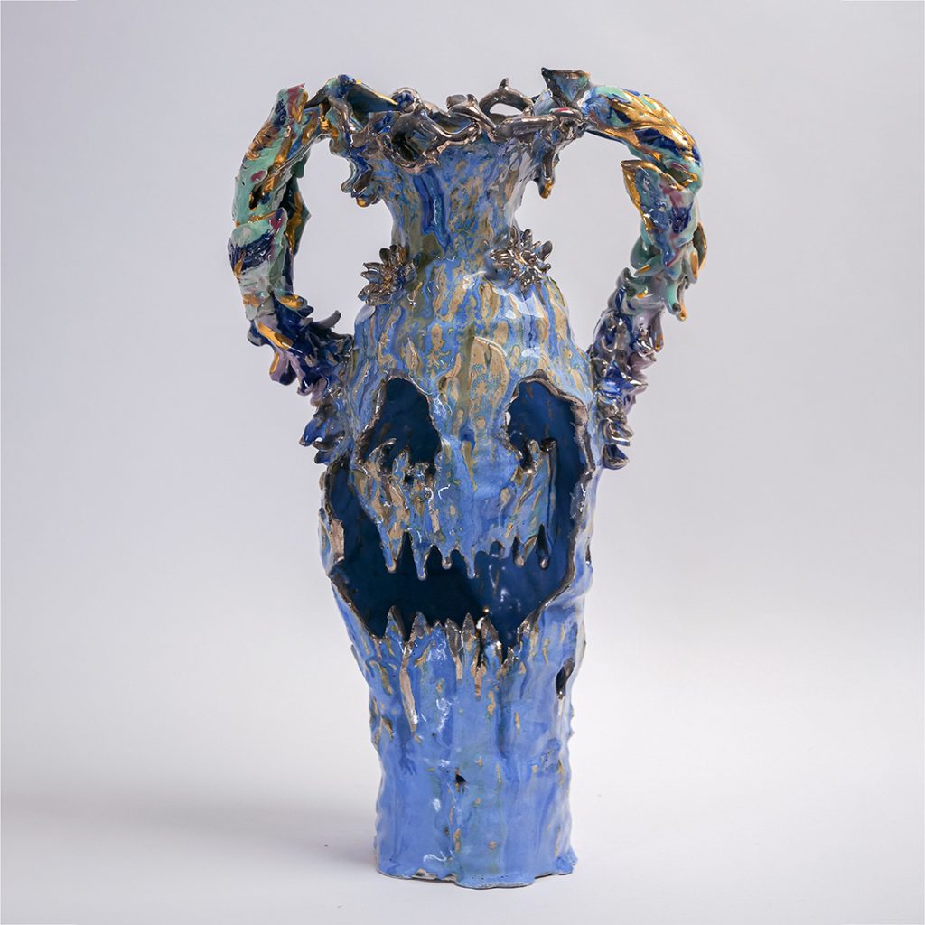 Faye Hadfield - Scary-Vase-in-Meadow-Blossom_back - Ceramic - Daguet Bresson Art